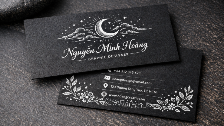 Name Card In Mực Trắng - Nổi bật trên nền tối